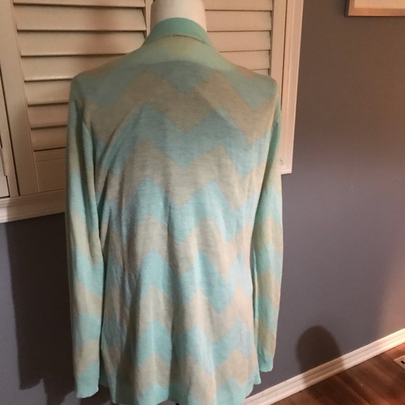 Gorgeous mint green and tan sweater size L - Picture 4 of 5